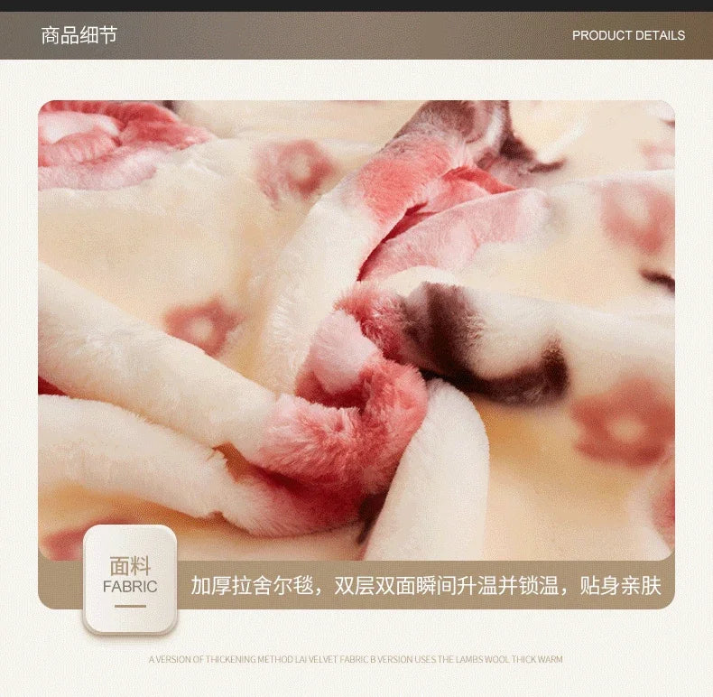 Flannel Blanket Double-deck Washable Quilt Siesta Keep Warm Double Person Thick Winter Soft Comfortable Plush Bed Sheet.