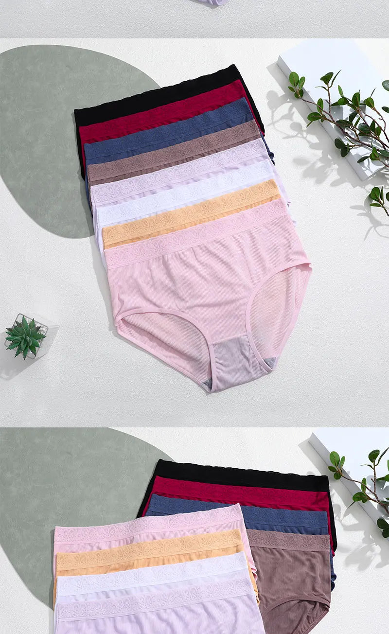 5Pcs Sexy Ice Silk Briefs Large Size Underwear 0XL-4XL Panty Women's Seamless Underwears 8 Solid Color Breathable Underpants.