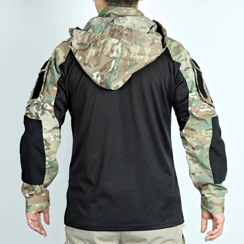Outdoor Uniform Tactical Suits Wear Resistant T-Shirt Hood Pants Men Clothes Combat Shirts Airsoft Paintball Hunting Clothing.
