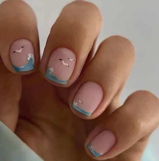 24Pcs/set Almond Press-On French Nail Tips Green Cat Eye False Nails Simple&Elegant Wearable Nail Art for Women&Girls Daily Wear