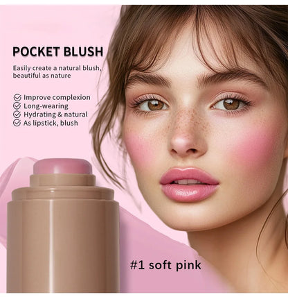 Magic Blush Stick 3-in-1 Cheek Lip Tinted Moistured Blush Stick Silky Brighten Blush Cream Blusher Cosmetics Tubes Matte Contour.
