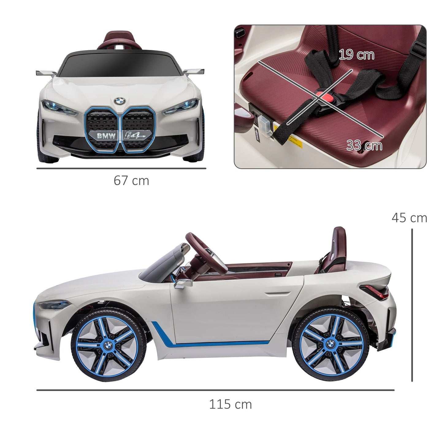 Homcom Electric Car for Children 37-72 Months with Mp3 Music 115X67X45 cm White.