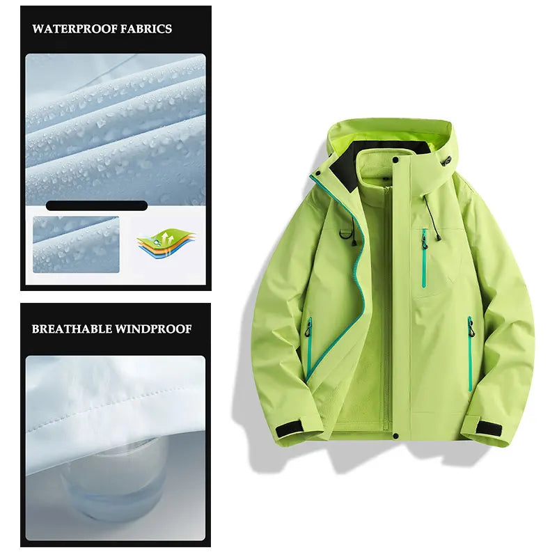 Winter Jacket Outdoor 3-in-1 Waterproof Sport Coat Running Unisex Hooded Hiking Jacket Warm Breathable Outdoor Couple Loose Coat.