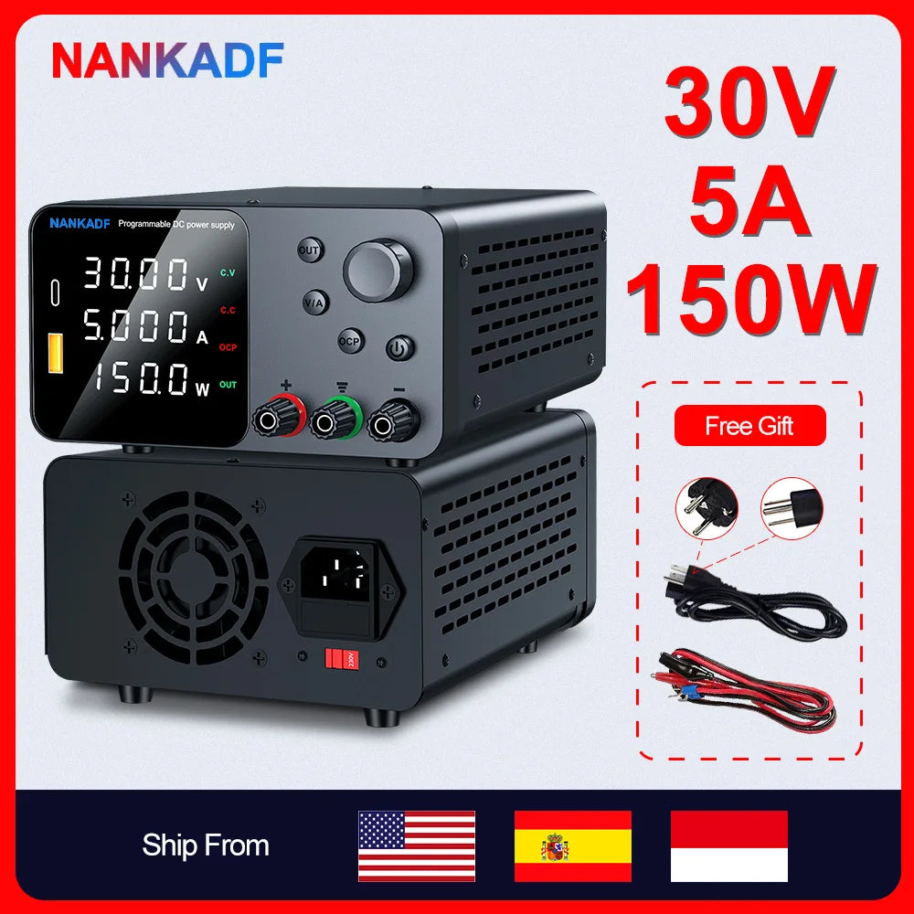 NANKADF Lab Bench Power Supply 30V 10A Switching Power Supply Unit 30V 5A  Adjustable Source 60V 5A Voltage Stabilizer 120V 3A