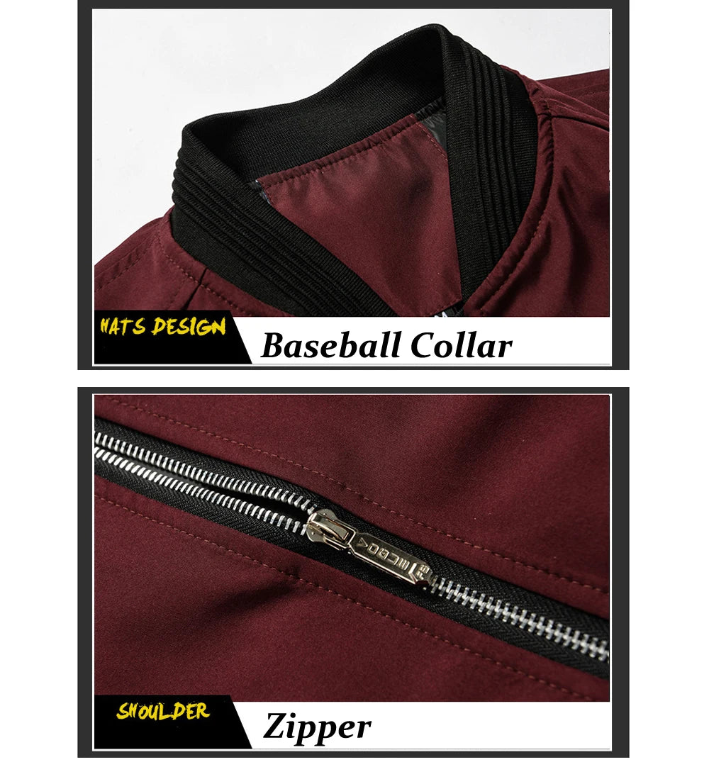 Spring Autumn Men's Bomber Jacket Casual Lightweight Jacket For Men Sports Windbreaker Zip Up Coat with Pockets Clothing.