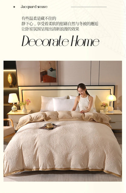 2025 new light luxury high gram weight carved fleece milk fleece bed sheet four-piece set thickened warm bedding winter.