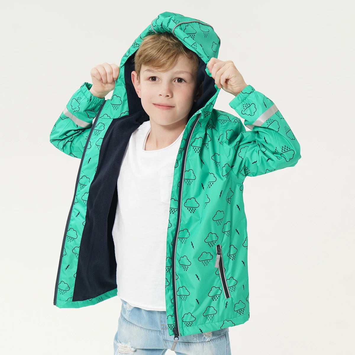 HONEYKING Children's Raincoat Suit Baby Waterproof Overalls Toddler Pants Girl Jumpsuit Rainwear Boy's Jacket And Trousers Set.