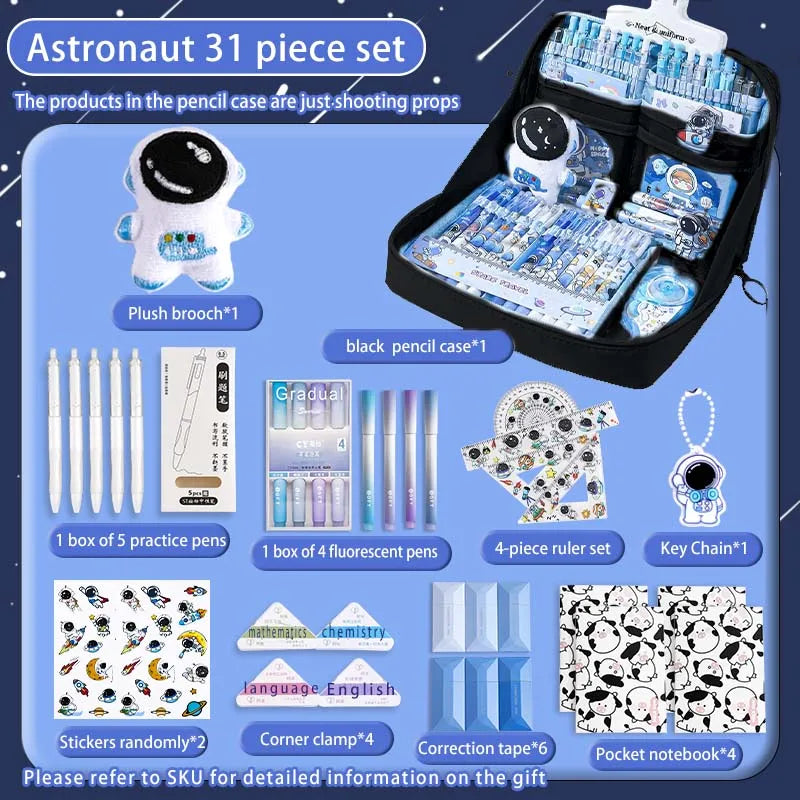 17/31 Astronauten-Federmäppchen-Set, 12-lagige Schreibwarentasche mit großem Fassungsvermögen, Kosmetiktasche, geeignet für Büro- und Schulgebrauch.