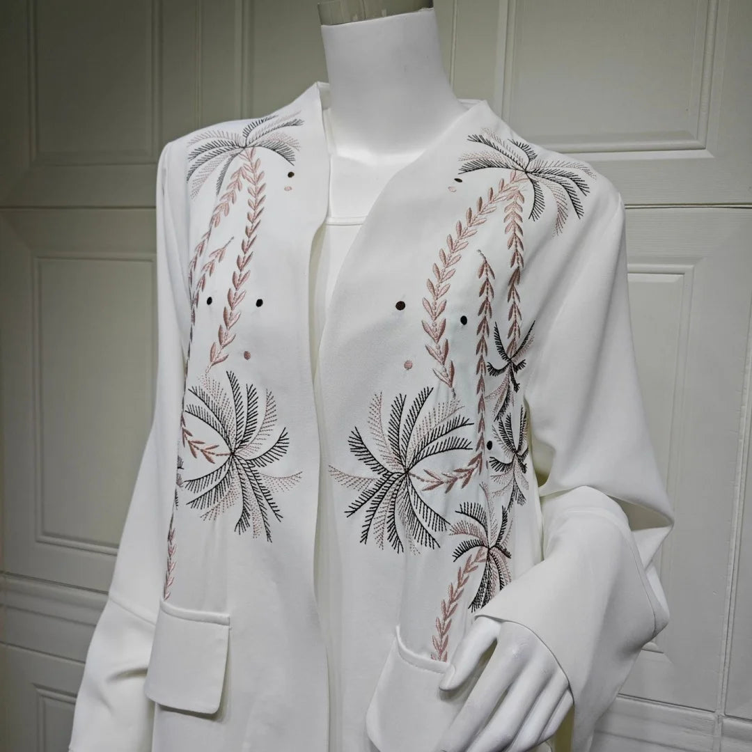 Ramadan Eid Kebaya White Muslim Modest Kimono Women Clothing Abaya Damen Dubai Luxury Islam Kaftan Robe Longue Femme Musulman.