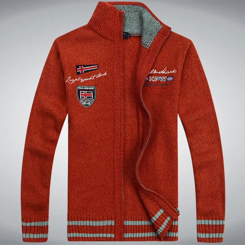 Cotton Man Sweater Shark Autumn Cardigan Overcoat Casual White Red Mens Winter Jacket 2022.