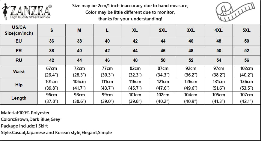 ZANZEA Women High Waist Jupe 2025 Autumn Vintage Office Falda Korean Fashion Pleating Swing Skirt Holiday Loose Solid Maxi Skirt.