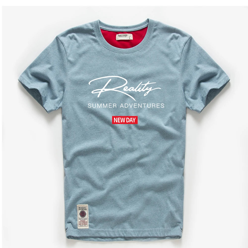 Men's T-shirt Cotton White Blue T Shirt Men Autumn Summer Causal O-neck Basic Tshirt Male High Quality Classical Tops Designer.