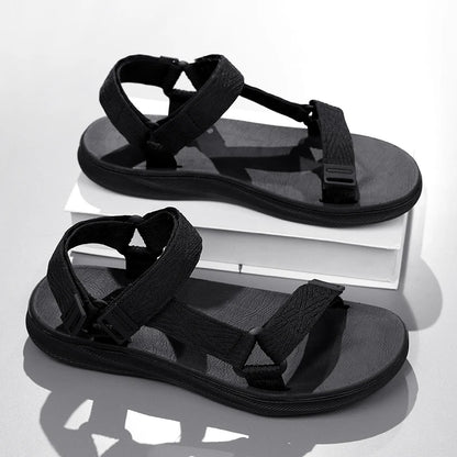 Classic Black Men Sport Sandals Summer Leisure Beach Holiday Sandals Outdoor Antiskid Breathable Flat Sandals Shoes.