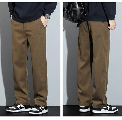 Mens Lyocell Straight Loose Elastic Waist Jeans 2025 Autumn Winter Fashion Brand Comfortable Versatile Pants Plus Size 5XL