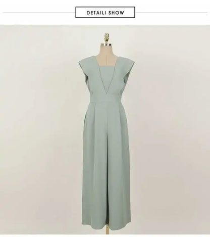 Slimming High Waist Wide Leg Pants Korean Style Fashionable Women's One-Piece Jumpsuit Summer New Arrival Simple Elegant
