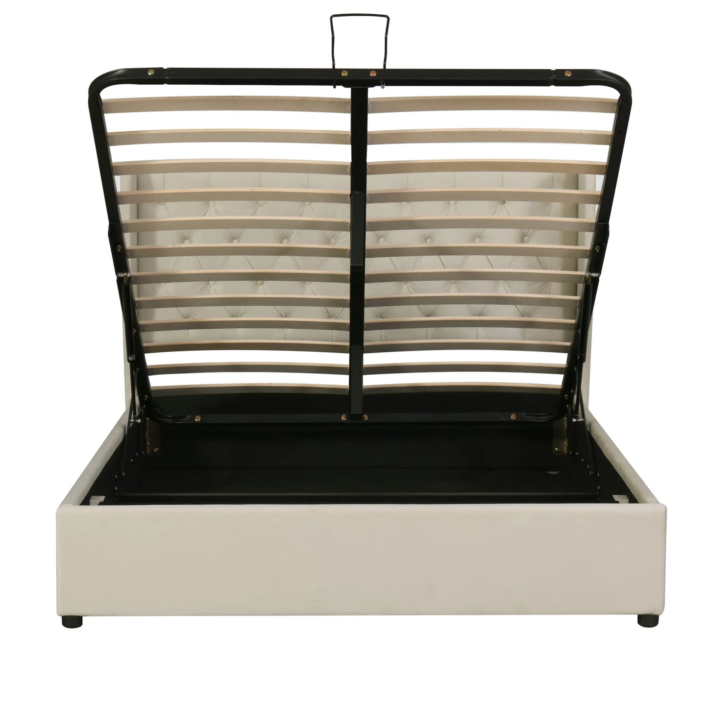 Fangange gepolstertes ohrenförmiges Bett, komplettes/Queensize-/King-/Doppelbett, hydraulisches Funktionsbett mit Lattenrost und Stauraum, Samt