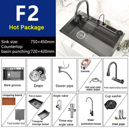 Versteckte Tassenwaschmaschine, Küchenspüle aus Edelstahl, kleiner Einzeltank mit Deckel, multifunktionales Bar- und Balkonwaschbecken