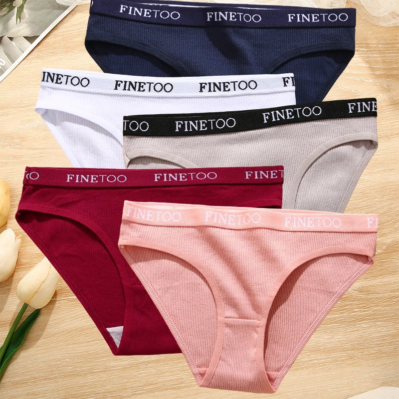 5Pcs/Set Sexy Women' Cotton Pantys Comfort Letter Printed Woman Briefs Ladies Underpants Fashion Girls Waist Band Lingerie M-XXL.