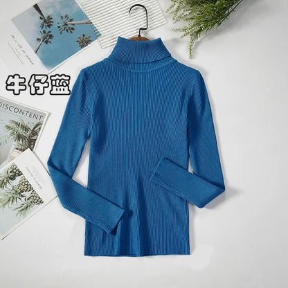 JMPRS Rollkragenpullover Frauen Mode Einfache Winter Pullover Jumper Hohe Elastische Gestrickte Herbst Weibliche Grundlegende Tops Casual Bluse