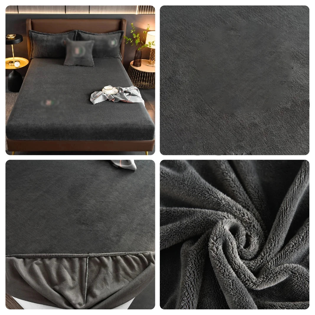 Thickened Velvet Mattress Cover High-quality Solid Color Bedspread Latex Mattress Elastic Soft Mattress Covers 160/180/200x200cm.