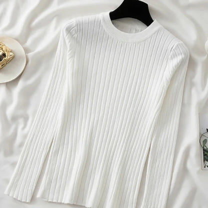 Frauen Pullover Oansatz Herbst Winter Grundlegende Pullover Warme Casual Pulls Jumper Koreanische Lange ärmeln Solide Strickwaren Bodenbildung Shirt