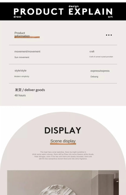 Stumme Wanduhren für Wohnzimmer, moderne runde Uhr, simulierte Stummuhr, fortschrittliches Licht, luxuriös, dekorativ, Wohnzimmer