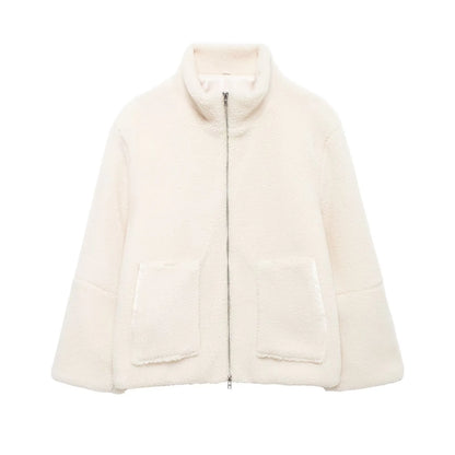 Winter Fleece frauen Mantel Zipper Stehkragen Lose Verdickt Mantel frauen Herbst Warme Neue Casual Trendy frauen Mantel