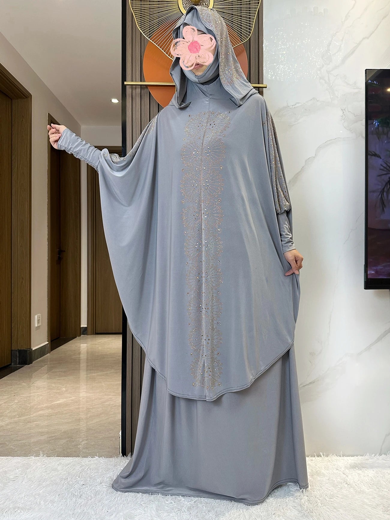 New Two Piece Set Solid Jilbab Prayer Muslim Abaya Set Women Prayer Garment Dress Hijab Long Khimar Skirt Sets Islamic Ramadan.