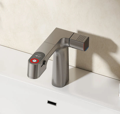 VGX Purified Bathroom Faucets Pull Out Water Filter Tap White Basin Mixer Sink Faucet Gourmet LED Display Brass Tapware Crane