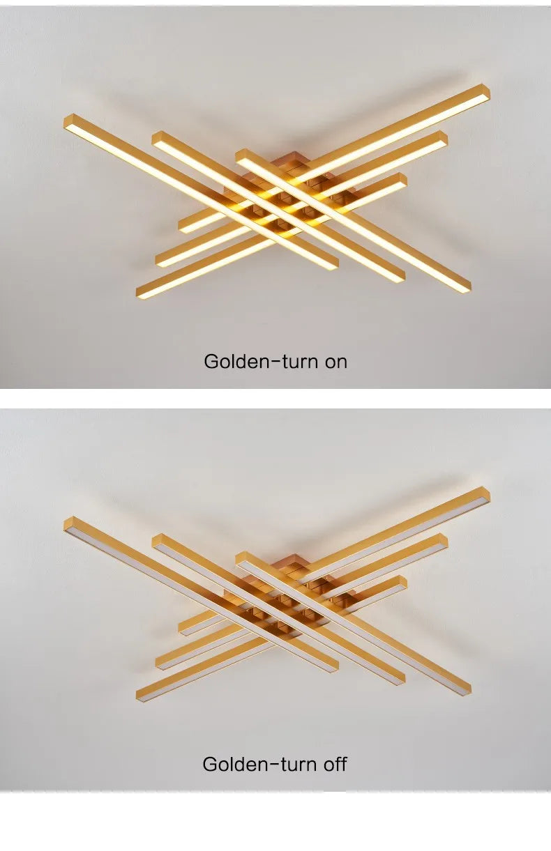 Schwarz Kronleuchter quadratische Schlafzimmer Lampen Wohnzimmer Lampe LED Deckenleuchte Nordic minimalistische kreative LED Deckenleuchte Streifen Lichter