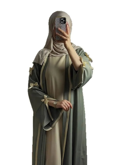 Eid Muslimischen Bogen Abaya Frauen Kleider Jalabiya Vestidos Largos Split Hülse Ramadan Marokko Dubai Lange Robe Party Islam Kaftan 2025