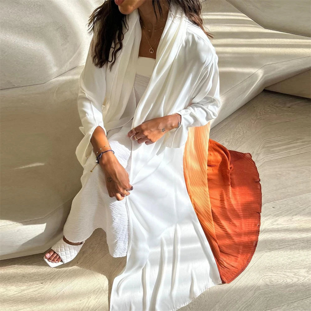 Ramadan Open Chiffon Kimono Abaya Kaftans Turkey Islam Muslim Dress Prayer Clothes Women Djellaba Kebaya Robe Femme Musulmane.