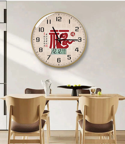 Wanduhr, Wohnzimmer mit Kalender, Zuhause, modisch, einfach, modern, Wanduhr, 2023, neuer Stil, stumm, Licht, Luxus