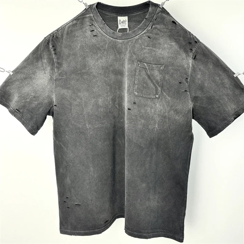 SAINT Vintage NIN Nine-inch Nail T-Shirts Best Quality Vintage Washed T Shirt Tee Tops