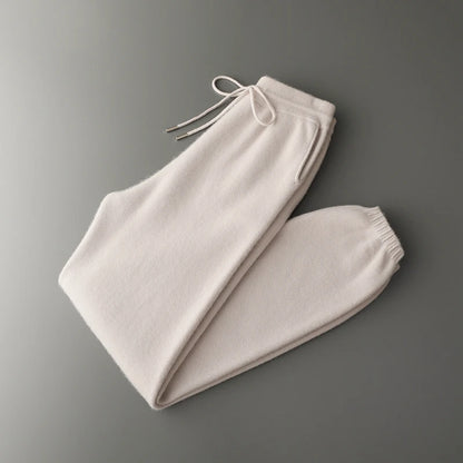 Autumn Winter New Thickened 100% Pure Cashmere Pants for Men High Waist Knitted Jogger Pants Solid Color Versatile Harem Pants