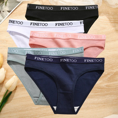 5Pcs/Set Sexy Women' Cotton Pantys Comfort Letter Printed Woman Briefs Ladies Underpants Fashion Girls Waist Band Lingerie M-XXL.