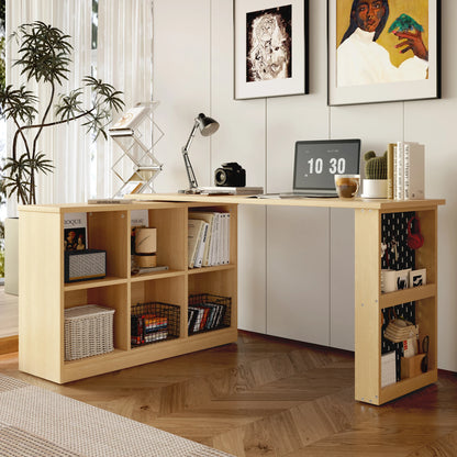 140 x 104 x 75 cm großer multifunktionaler Büroschreibtisch, sechsfacher Aufbewahrungsschrank + Regal, perforierte Platte + Regal, langlebige, austauschbare Form