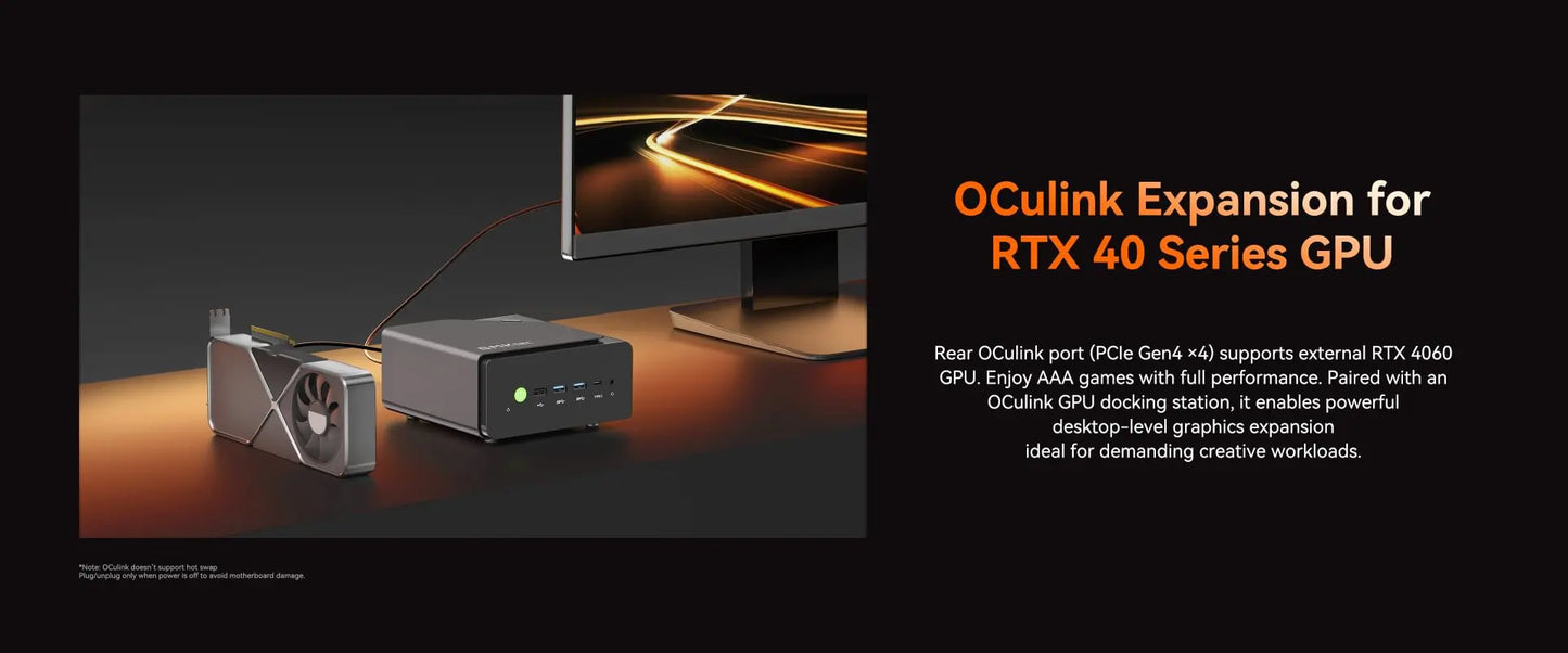 GMKtec K12 Mini PC AMD Ryzen7 H 255 (Upgraded 8745HS) Oculink DDR5 NO RAM NO ROM Desktop Computer Window 11 Pro Gaming PC WIFI6E.