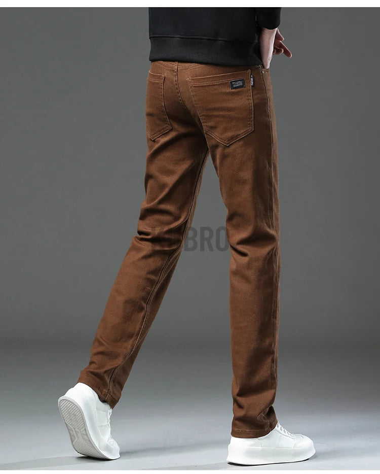 Fashion Loose Straight Business Casual Stretch Denim Pants Male Brand Trousers 3 Colors Plus Size Mens Clothing Slim Jeans 28-44.