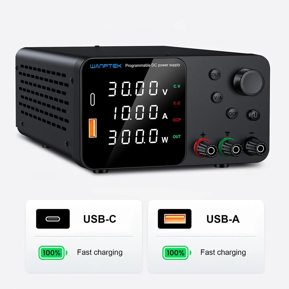 Wanptek Laboratory Power Supply Adjustable 30V 5A 30V 10A 60V 5A 120V 3A with Output Short Circuit Alarm DC Power Supply.