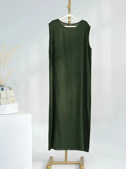 Eid Summer Cotton Linen Kimono Coat Dubai Open Abaya 2024 Muslim for Women Set Retro Kaftan Modest Dresses Islam Clothing Kebaya