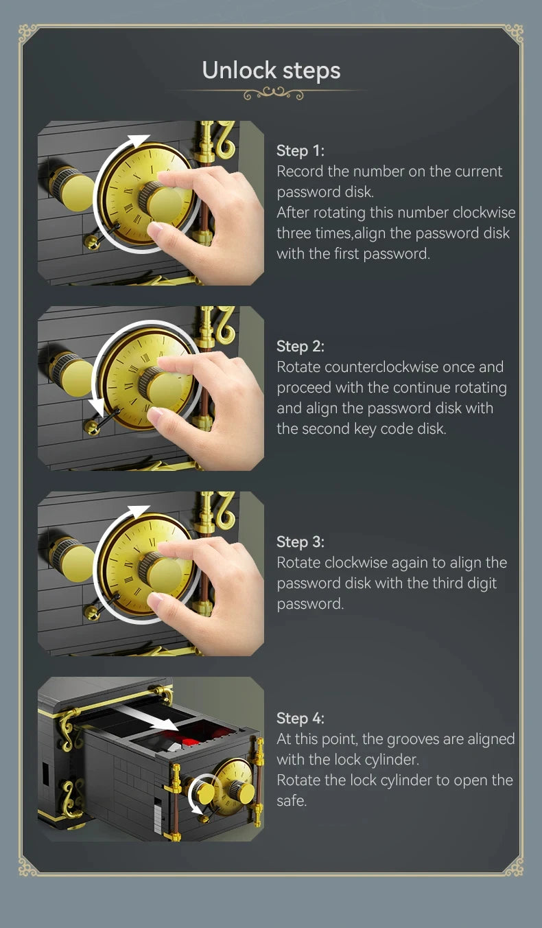 Cada 422PCS City Retro Combination Safe Building Blocks The Secret of Safe Experiment Education Bricks Toys Boys Gifts.