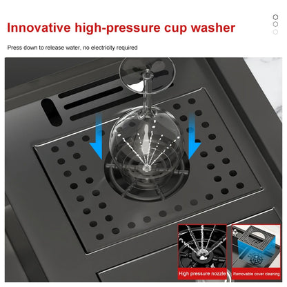 Stainless Steel Kitchen Sink Stepped Large Single Slot Wash Dish Vegetables Basin Multifunctional With Cup Washer Knife Holder