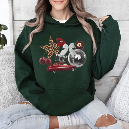 New York Aesthetic Hoodie Leopard Print Star Graphic Sweatshirt  Cherry Girl Pullover Streetwear Y2k Women Long Sleeves Hoodies.