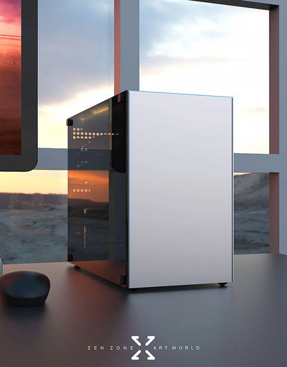 ZZAW C2 C2P M-ATX Computer Case Side Transparent MINI-ITX All Aluminum Desktop Office Small Chassis Supports Long Graphic Card.