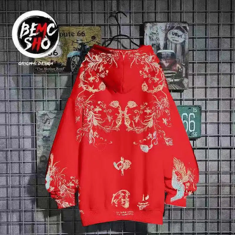 Chinese Style Essentials Hoodies Woman Winter Tops Coquette Star Clothes Autumn Pulovers Hooded Sweatshirt Women Grunge Vintage