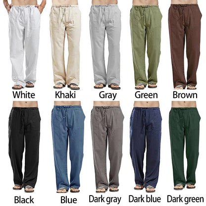 Spring Linen Wide Men Pants Korean Trousers Oversize Cotton Streetwear Male New Yoga Pants Casual Men Clothing Sweatpants.