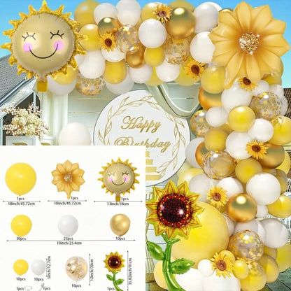 Das 101-teilige Sonnenblumen-Gelbe Ballon-Girlanden-Set ist perfekt für Geburtstags-, Jubiläum-, Hochzeits-, Party-Dekorationen im Innen- und Außenbereich.