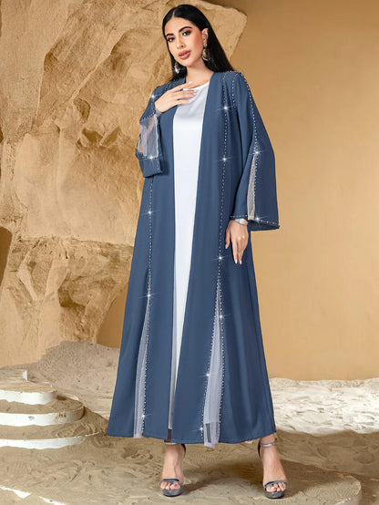 Eid Diamonds Abayas for Women 2025 Fashion Muslim Dress Dubai Open Abaya Kebaya Kimono Jalabiya Caftan Marocain Femme Robe Gown