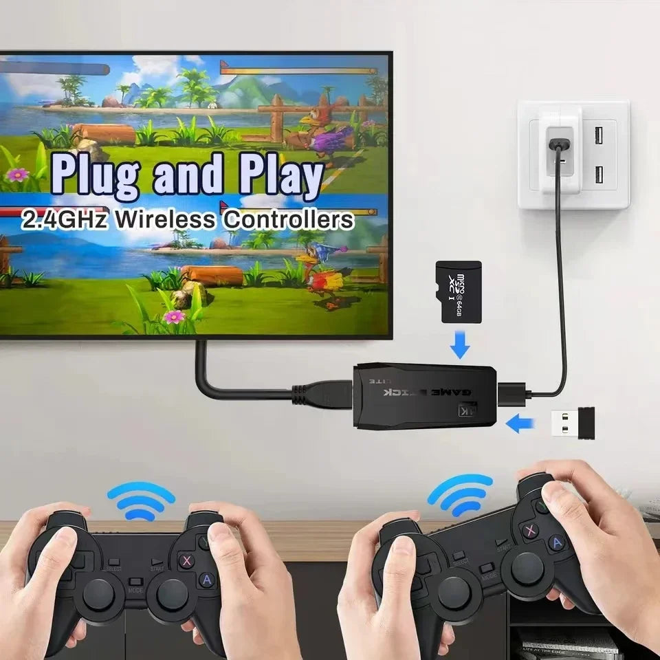 M8 4K TV Game Stick Video Game Console Built-in 40000 Games Wireless Gamepads Controller TV Retro Handheld Game Player for PS1.